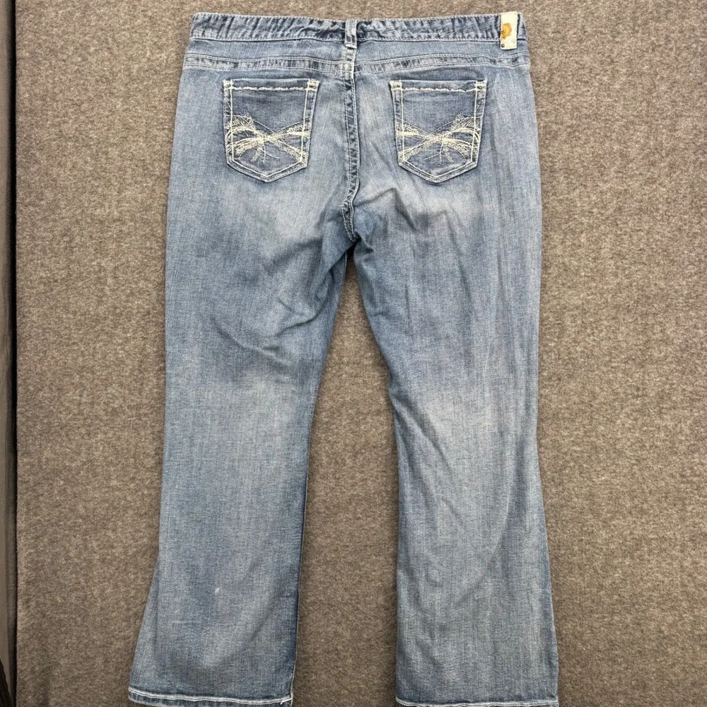 Maurices Womens 20RGL Bootcut Jeans Medium Wash Embroidered Stretch Denim